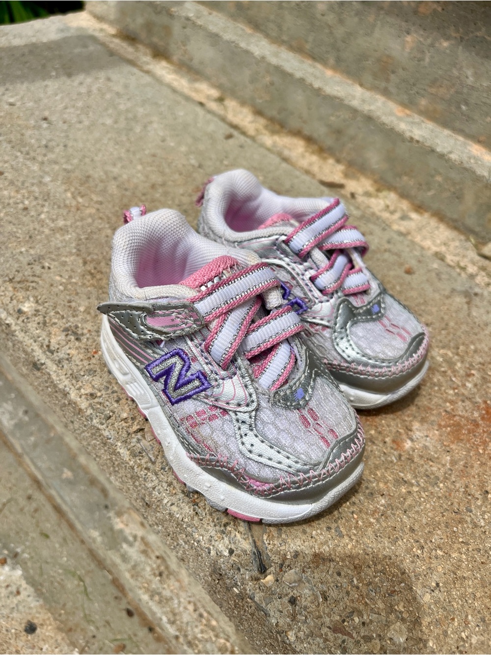 New Balance Pink, Silver & Purple Toddler Sneakers